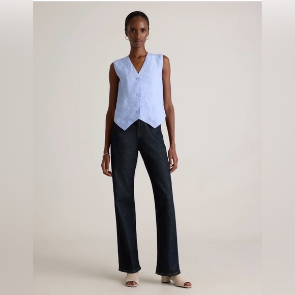 Quince 100% Linen Vest Top Button Front Tailored NWT Size Small - Picture 2 of 7